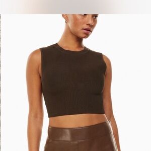 Aritzia Babaton sculpt knit muscle tank chocolate brown size M great condition